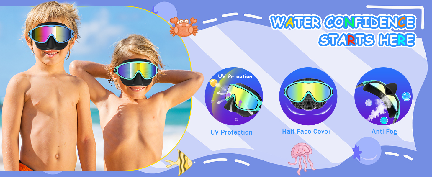 goggles with nose cover for kids 6-14