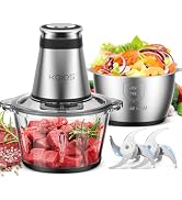 KOIOS Food Processor, 500W Electric Food Chopper with 2 Bowls (8 Cup+8 Cup) & 2 Bi-Level Blades&,...