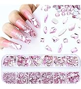 Dowarm 3200PCS Nail Art Rhinestones, Light Pink Flatback Rhinestones for Nails, Crafts, 12 Styles...