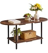 Aibiju Rustic Coffee Table Splicing Design, TV Centre Table Stand 35 * 16 * 17", 2-tier Oval Wood...