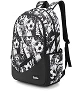 ETAISHOW Football-Print Backpack for Boys Elementary Middle School Soccer Backpack for Kids Schoo...