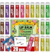 20 Pack Natural Lip Balm Bulk with Vitamin E and Coconut Oil Valentine's Day best choice - Moistu...