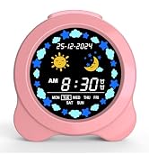 Kids Alarm Clock, Sun & Moon LED Display with Day & Date, Children's Sleep Trainer with Night Lig...