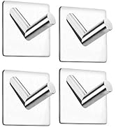 Celbon 4PC Self Adhesive Bath Towel Hook Sliver Chrome Sticky Stainless Steel Robe Hooks Heavy Du...