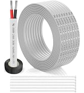16 Gauge Wire 2 Conductor Electrical Wire 30FT, 16 AWG Flat 2 Wire Cable Tinned Copper/PVC Flexib...