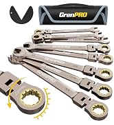 GRENPRO 9 Piece Flex Head Ratcheting Wrench Set, Combination Wrench Sets, SAE Wrench Set 5/16"-3/...