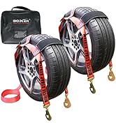 Boxer Pro Tow Dolly Basket Straps with Twisted Snap Hooks 2 Pack – Wheel Bonnet Tie Down System –...