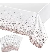 8 Pack Rose Gold Tablecloth – 54 X 108 Plastic Table Cloths for Parties Disposable – Rose Gold Pa...