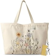 Miss Adola Large Tote Bag for Women - Aesthetic Cute Big Canvas Bags with Zipper Cotton Shoulder ...