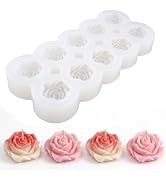 10 Cavity 3D Rose Silicone Mold - Flower Molds Non-Stick 0.35oz Floral Mold for Mini Wedding Favo...
