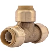SharkBite 1/2 Inch Tee, Push to Connect Brass Plumbing Fitting, PEX Pipe, Copper, CPVC, PE-RT, HD...