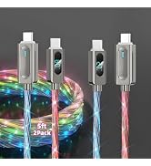 Light Up USB-C Cable 2 Pack 5ft LED Charger RGB USBC to USBC Charging Cords | Colorful Gradual St...