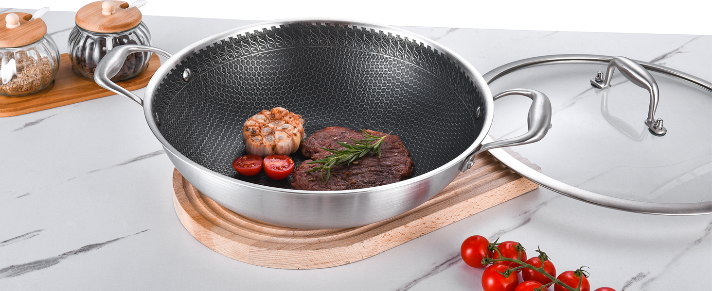 12 inch Tri-Ply Stainless Steel Saute Pan With Lid