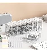 Alouxop Stackable Cable Organizer Box, 6 Pack Snap-Fit Modular Cord Storage for Charging Cables, ...