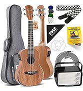 Acoustic Electric Ukulele and Amplifier Kit 23" Tenor 4 String Professional Mahogany Uke w/ 3W Am...