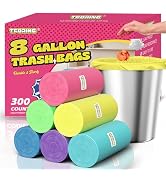 T.FORING 8 Gallon Trash Bags - 300 Count Heavy Duty Medium Garbage Bags 30 Liter Unscented 0.94 M...