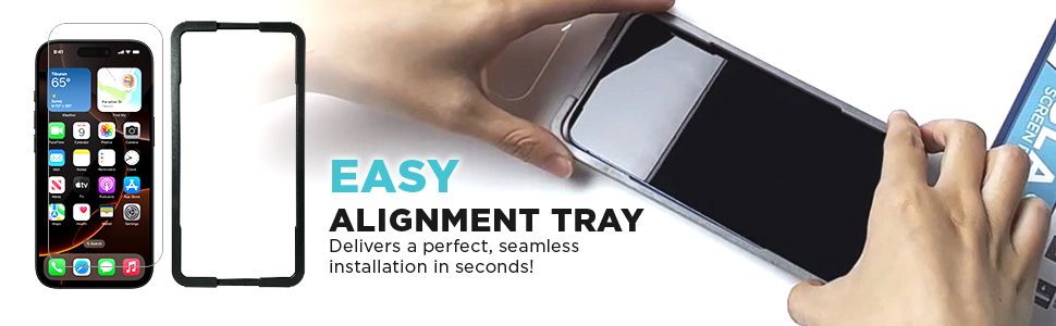 Alignment tray ensures bubble-free install of iPhone 16 Pro ballistic glass screen protector