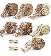 VGOODALL 7 Pack Jute Ribbons, Rustic Ribbons Lace Craft Ribbon Net Burlap Fabric for DIY Sewing C...