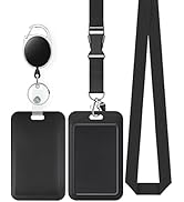 Uniclife Sliding Badge Holder Vertical Plastic Case with Retractable Badge Reel Carabiner and Det...