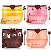 AWCCXMYM 4 PCS Bee Lip Balm Honey Pot Hydrating & Preventing Dry Honey Balm Lip Balm Honey, Straw...
