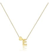 CAROVO Gold Heart Initial Necklaces for Women, Letter A To Z Simple Cute 14K Gold Plated Necklace...