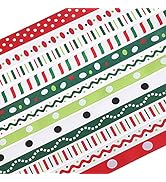 Christmas Ribbon, 24 Yards 0.4" Grosgrain Ribbons Xmas Polyester Ribbons for Gift Wrapping Crafts...