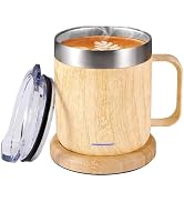 Gifts for Women Men, Heated Coffee Mug with Lid, Temperature Control Hot 131°F, Birthday, Mother'...