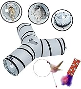 PetLike Cat Tunnel (with Interactive Cat Toy and Catnip Toy) for Indoor Cats Collapsible Pop-up P...