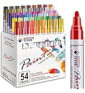 Paint Markers Pens - 54 Colors Medium Tip Paint Markers, Permanent, Waterproof & Quick Dry, Assor...
