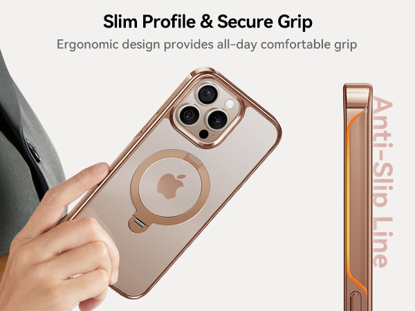 iphone 16 pro max case with 360° spin stand, Desert Titanium Gold
