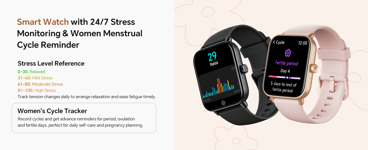 Women Menstrual Cycle Reminder Smart Watches for Women