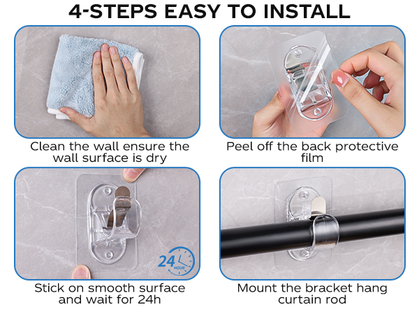 Adhesive Curtain Rod Holder