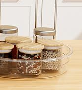 Clear Lazy Susan Organizer Turntable for Cabinet Table Top, 9.25 Inch 2 Pack 360 Rotating Spinnin...