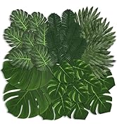 Opvixi Palm Leaves, 108 Pcs 6 Kinds Artificial Palm Leaves Monstera Tropical Leaves Decor, Green ...