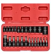 MIXPOWER 25 Piece Torx Bit Socket and Female External Socket Set, 13 Star Socket Bits (T8- T60)& ...