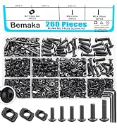 Bemaka 260PCS M3 M4 M5 T Slot Nut Screws Kit, T Nuts and Bolts Assortment Kit for 2020 Series Alu...