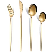 VIVANI 16-Piece Gold Silverware Set, Ultra-thin Flatware Sets, Kitchen Utensil Set Service for 4,...