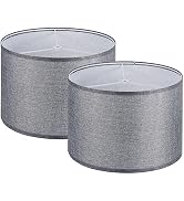 PATIKIL Drum Lamp Shades Set of 2, 13"x13"x9" Linen Round Lamp Shade for Table Lamps Easy Assembl...