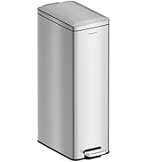 SolaceCove 8 gallon/30L Slim Stainless Steel Garbage Can with Soft Close lid for Small Spaces,Ped...
