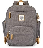 Parker Baby Diaper Backpack - Full Zip Diaper Bag with Insulated Pockets - Gray