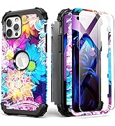 IDweel iPhone 14 Pro Max Case with Tempered Glass Screen Protector, 3 in 1 Shockproof Slim Hybrid...