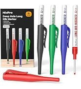 Nicpro 4 PCS Long Nib Marker Pens, 30mm Deep Hole Marker, Quick Dry & Waterproof Construction Mar...