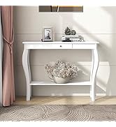 ChooChoo Narrow Console Table with Drawer, Chic Accent Sofa Table, Entryway Table, White