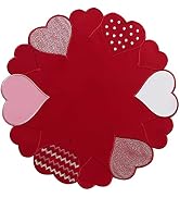 OWENIE Valentine's Day Placemats Set of 4, Embroidered Red Placemat for Kitchen Dining Table, 15 ...