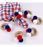 Napkin Rings Set of 6,Handcraft Napkin Holders for Patriotic Independence Day 4th of July Veteran...