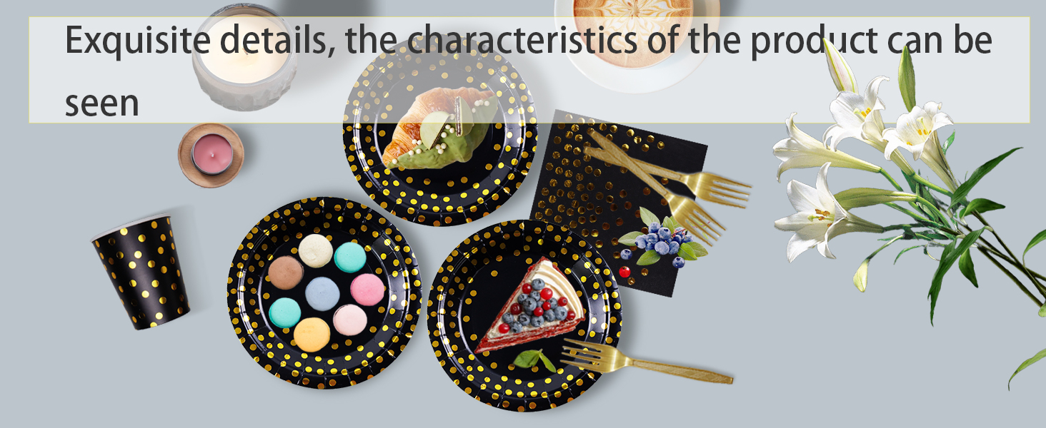 black and gold plates disposable for party