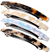 FSMILING Large Hair Barrettes For Women, 4Inch Tortoise Hair Barrette,Acetate French Hair Clips B...