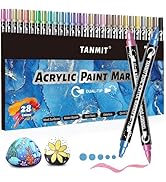 28 Metallic Colors Acrylic Paint Markers, Dual Tip Acrylic Paint Pens for Rock Painting, Black Pa...