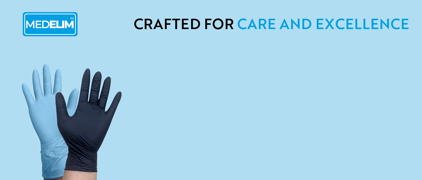 MEDELIM Disposable Nitrile Medical Exam Gloves Powder-Free Non-Sterile Disposable Glove Blue Black
