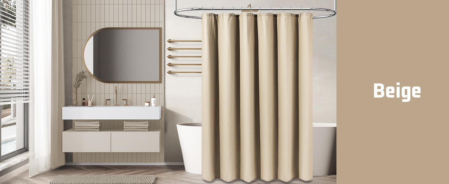 beige shower curtain